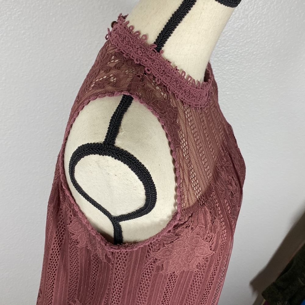 No Boundaries Rustic Brick Lace Mini Dress - Picture 5 of 13